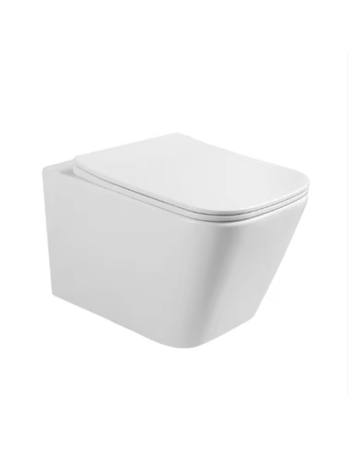 FIT2 7004 wall-hung square rimless toilet 510mm gloss white front angle