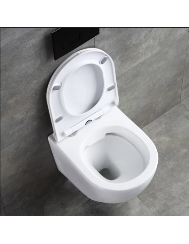 FIT2 7001 wall-hung toilet lid open showing rimless bowl
