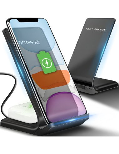 RETOO E011 belaidis Qi indukcinis kroviklis 10W kraunantis telefoną ir ausines