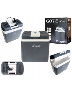 GOTIE GLT-240G 24L tourist car cooler grey with packaging and accessories