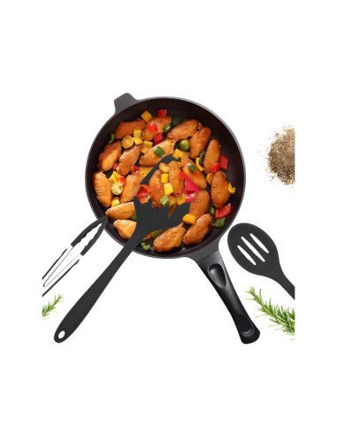 Retoo O489 all 10 silicone kitchen utensils on wooden cutting board