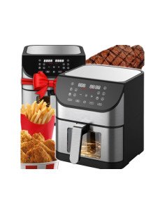 Retoo OR1308 XXL air fryer with crispy chicken, fries and steak, family-size cooking