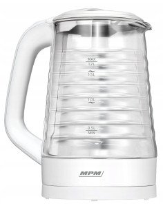 MPM MCZ-124 glass electric kettle 2200W 1.7L white base