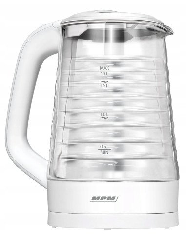 MPM MCZ-124 glass electric kettle 2200W 1.7L white base