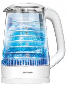 MPM MCZ-124 glass electric kettle 2200W 1.7L white base 2