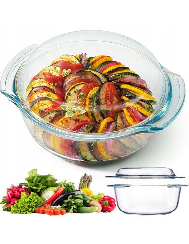 RETOO O145 empty glass casserole dish with domed lid product view