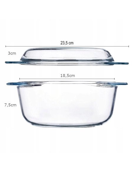 RETOO O145 glass casserole dish dimensions 23.5 x 10.5 cm
