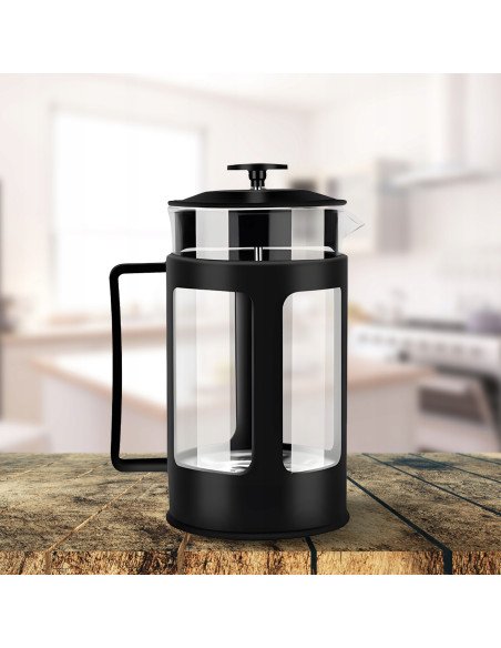 RETOO French Press ant vintažinio medinio virtuvės stalo