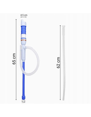 RETOO M114 siurblio matmenys 65 cm aukštis 4,5 cm skersmuo 62 cm žarna