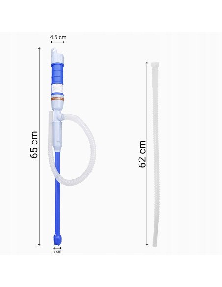 RETOO M114 siurblio matmenys 65 cm aukštis 4,5 cm skersmuo 62 cm žarna