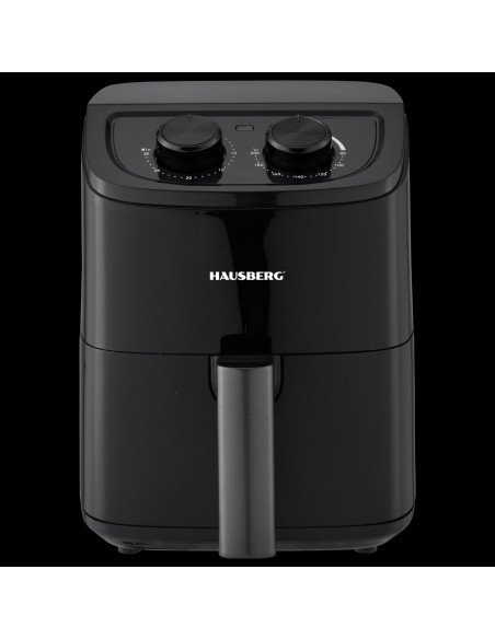Hausberg HB-2352NG air fryer, black, 3L – angled view with basket
