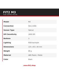 FIT2 M3 RGB gaming mouse black 2