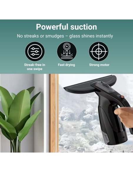 FIT2 KS-5540 powerful suction in use on glass window, no streaks or smudges