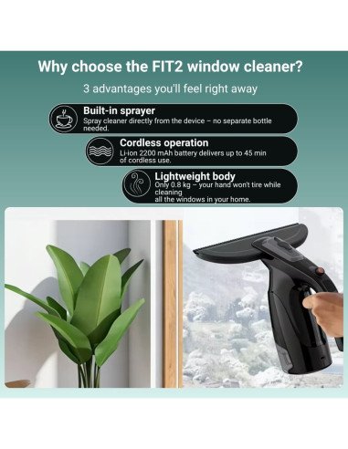 FIT2 KS-5540 key advantages: built-in sprayer, cordless operation, lightweight body