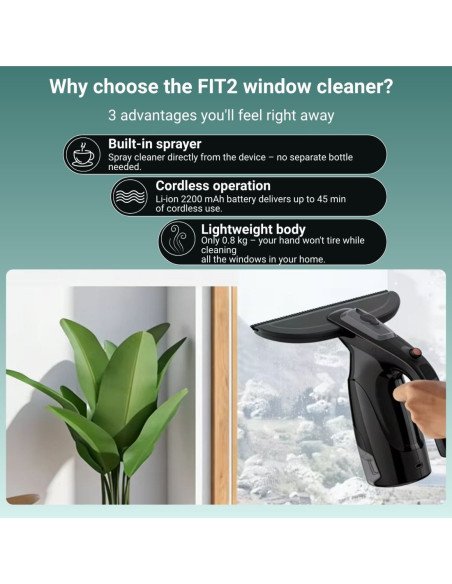 FIT2 KS-5540 key advantages: built-in sprayer, cordless operation, lightweight body