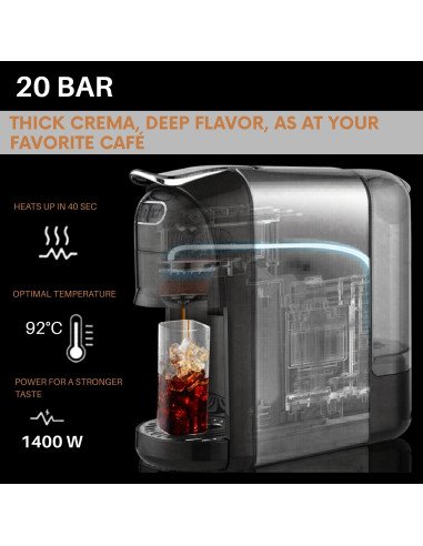 FIT2 Uno 20 bar pressure pump and 1400W heating for rich crema