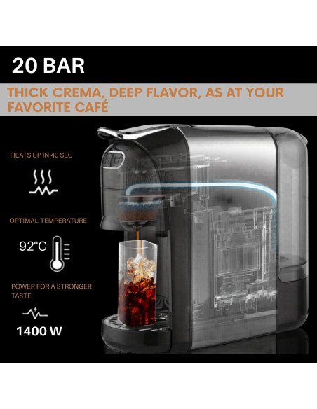 FIT2 Uno 20 bar pressure pump and 1400W heating for rich crema