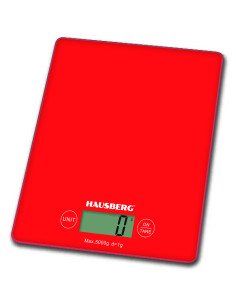 Raudonos skaitmeninės virtuvinės svarstyklės Hausberg HB-6011RS, 5 kg