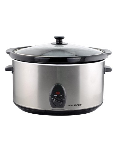 Hausberg HB-1300 slow cooker 3.5L stainless steel with glass lid