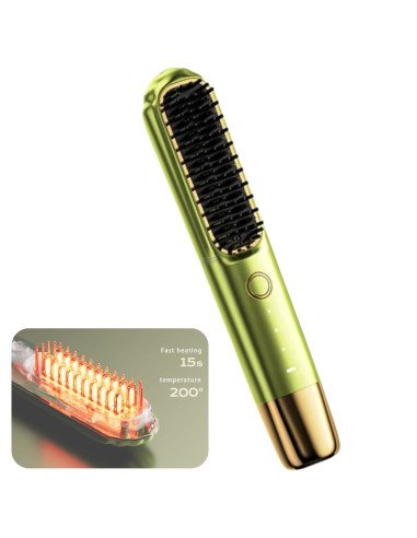 FIT2 FITLC702 cordless hair straightener brush in green