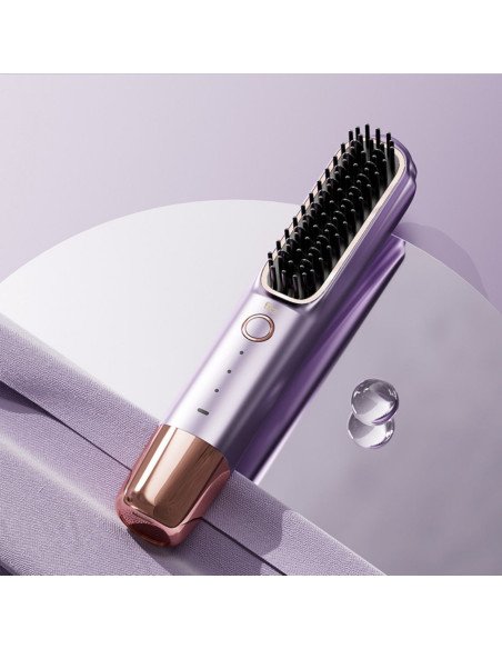 FIT2 FITLC702 purple hair straightener brush, compact and travel-ready