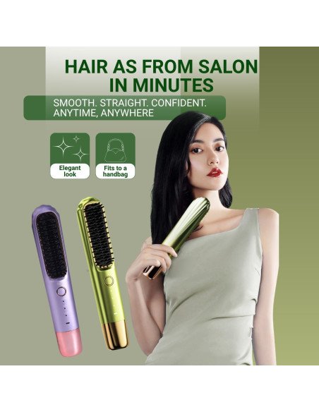 FIT2 hair straightener brush for salon-smooth hair in minutes