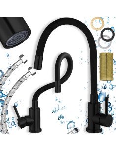 Kitchen sink mixer tap with flexible 360 spout