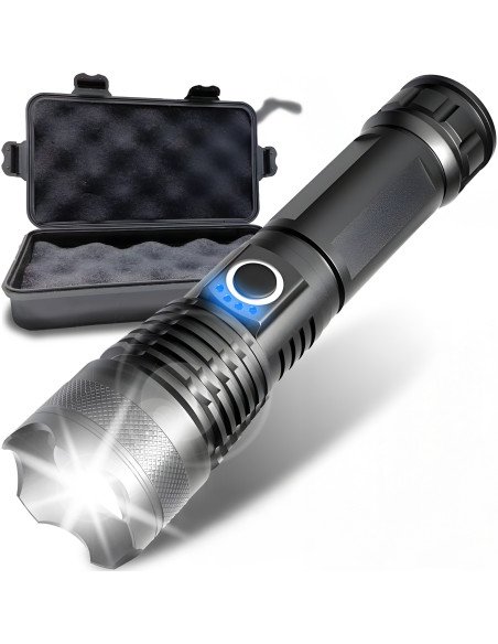 LED flashlight beam head close-up