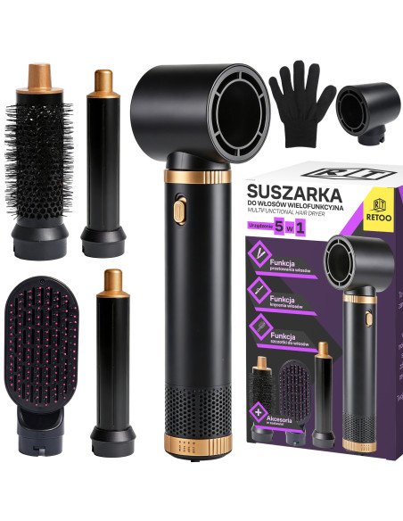Plaukų formavimo šepetys 5-in-1 900W juodai auksinis