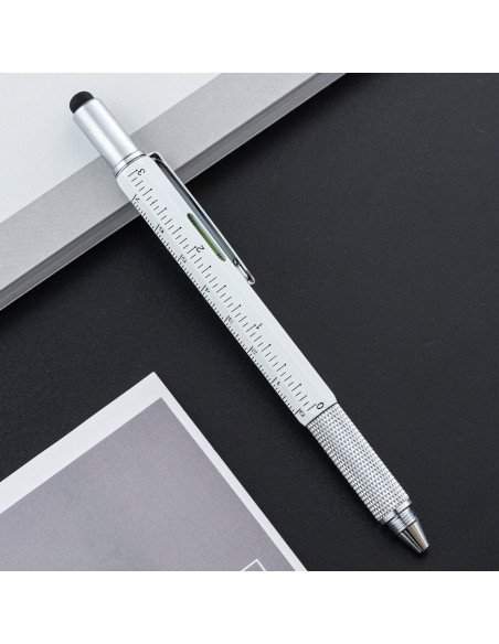FIT2 multifunction pen, white – built-in ruler and ballpoint tip
