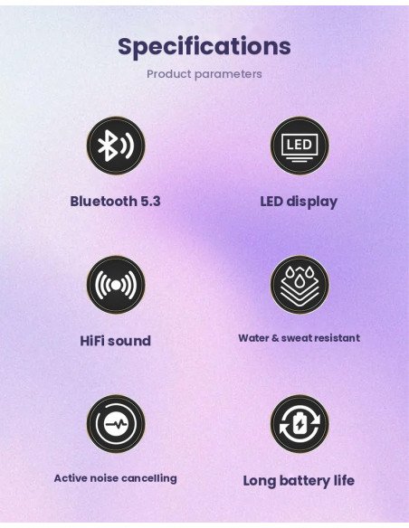 FIT2 A9PRO — Bluetooth 5.3, LED ekranas, HiFi, ANC, IPX5, ilgas veikimas