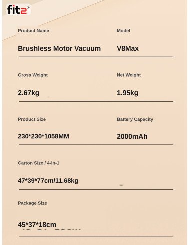 Belaidis dulkių siurblys FIT2 V8 Max – 12