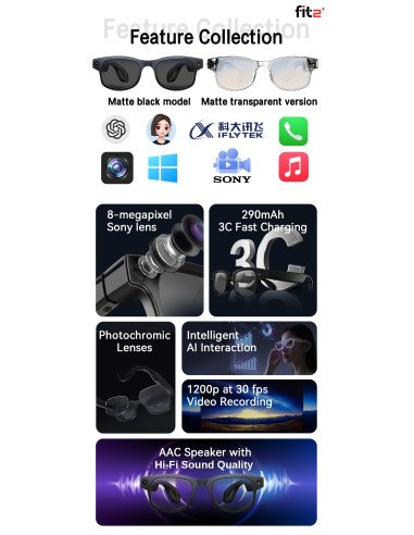 Išmanieji AI akiniai su kamera FIT2 – 4