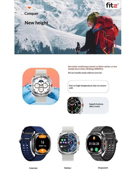 Išmanusis laikrodis FIT2 HD8 Ultra, juodas