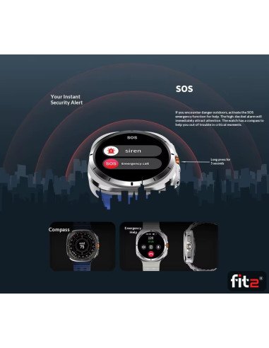 Išmanusis laikrodis FIT2 HD8 Ultra, sidabrinis