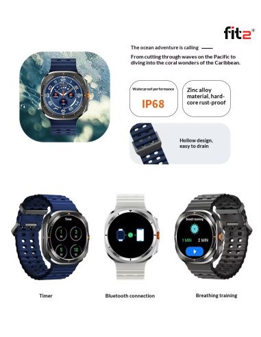 Išmanusis laikrodis FIT2 HD8 Ultra, mėlynas