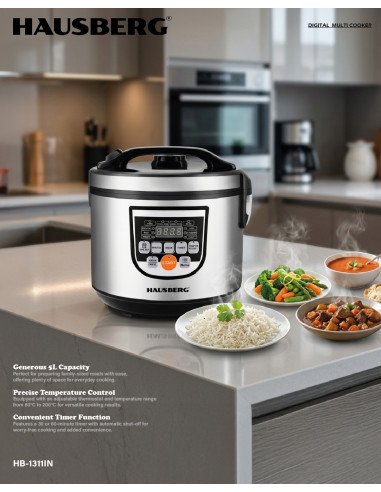 Hausberg HB-1311IN Digital Multicooker 5 L Steel