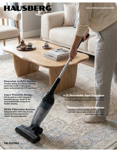 Hausberg HB-2025NG 2-in-1 Vertical Vacuum Cleaner
