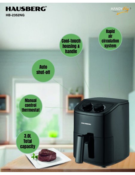 Oro gruzdintuvė Hausberg HB-2352NG 3L, 1200 W | fit2.shop