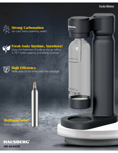 Hausberg HB-6040GR Soda Maker 1L, Sparkling Water | fit2.shop