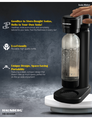 Hausberg HB-6040GR Soda Maker 1L, Sparkling Water | fit2.shop