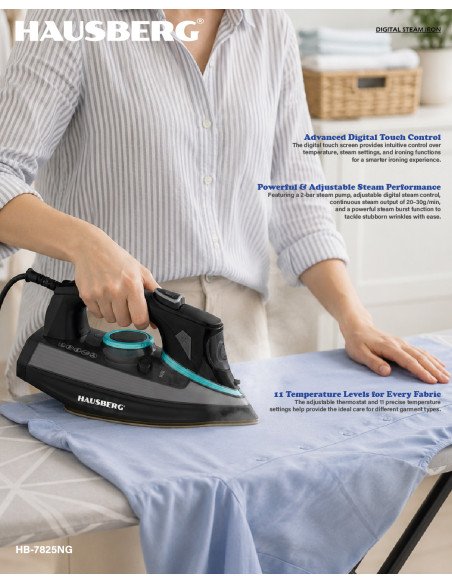 Hausberg HB-7825NG Steam Iron 3000 W, LED Display | fit2.shop