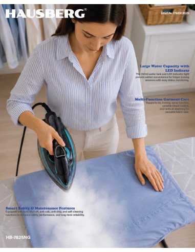 Hausberg HB-7825NG Steam Iron 3000 W, LED Display | fit2.shop