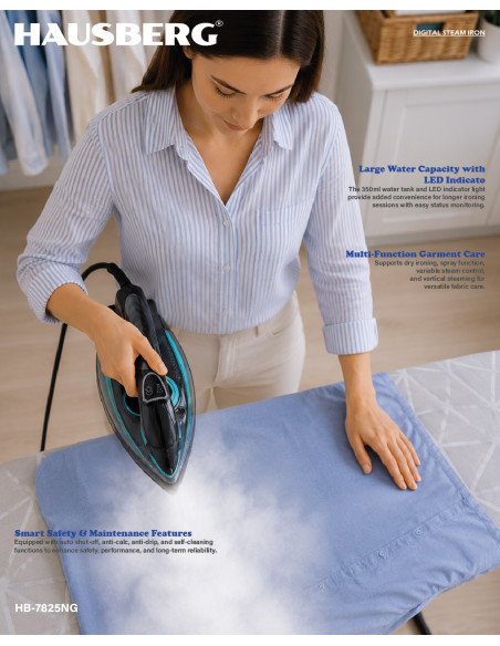 Hausberg HB-7825NG Steam Iron 3000 W, LED Display | fit2.shop