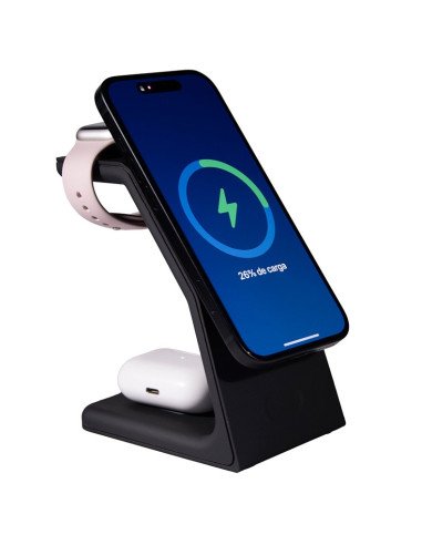 Magnetic 3-in-1 charger 15W, black - 1