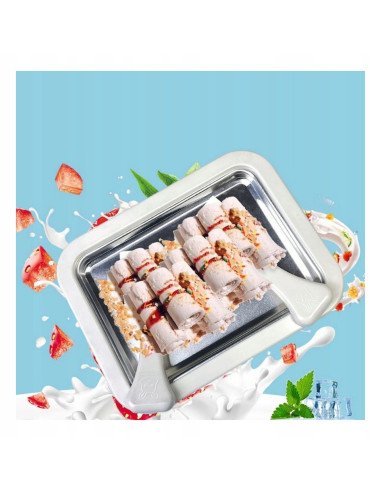 Making Thai rolled ice cream on the pan