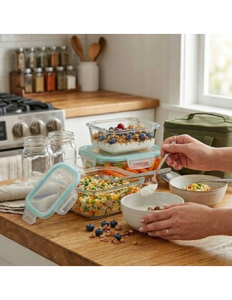 Using the glass food storage containers