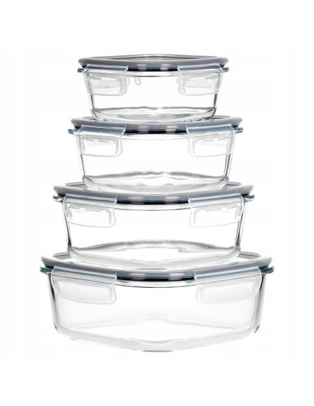 Stacked glass containers with fruit