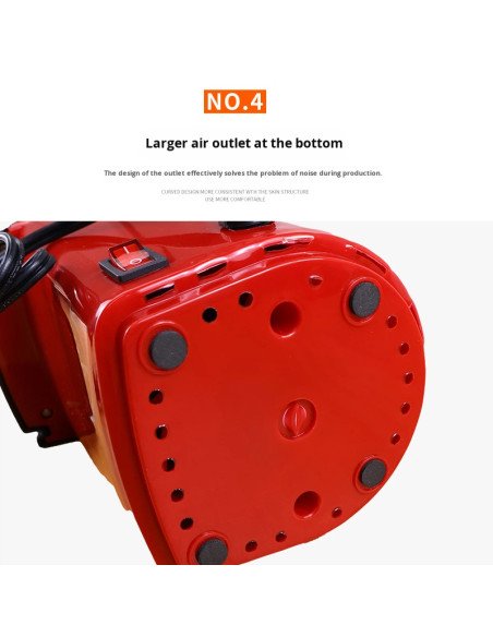 Enlarged air outlet at the bottom for quieter work