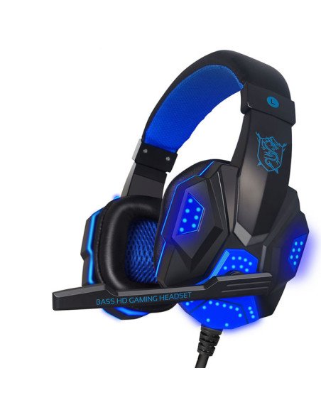 Žaidimų ausinės PC USB su LED ir mikrofonu